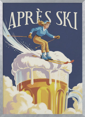 Apres Ski Fun | Poster - Silver Frame Interior