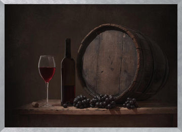 Rustic Wine Still Life | Poster - Silver Frame Interior
