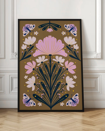 Symmetrical Butterfly Garden | Poster - Room Interior 1