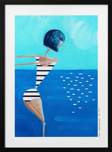 DIVING WOMAN | Poster - Black Metal Frame Interior