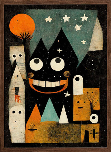 Whimsical Nightscape | Poster - Walnut Frame Interior