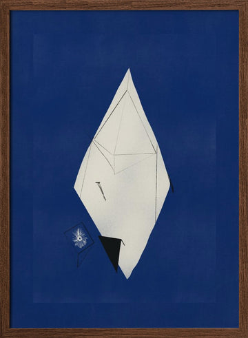 Abstract Blue Geometry | Poster - Walnut Frame Interior