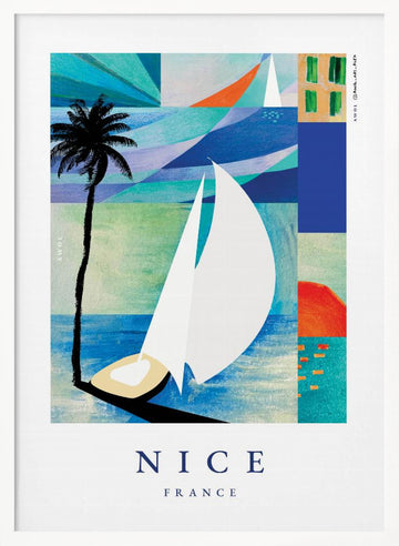 Summer Sailboat Beach | Poster - White Frame Interior