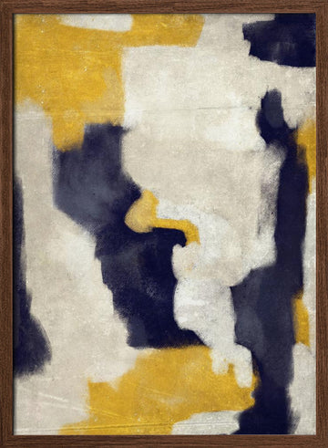 Abstract Gold Indigo Shapes | Poster - Walnut Frame Interior