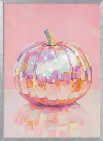 Iridescent Disco Pumpkin | Poster - Silver Frame Interior