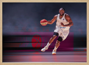 Focused Basketball Player | Poster - Wood Frame Interior