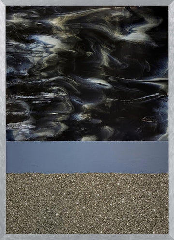 Swirling Midnight Sparkle | Poster - Silver Frame Interior