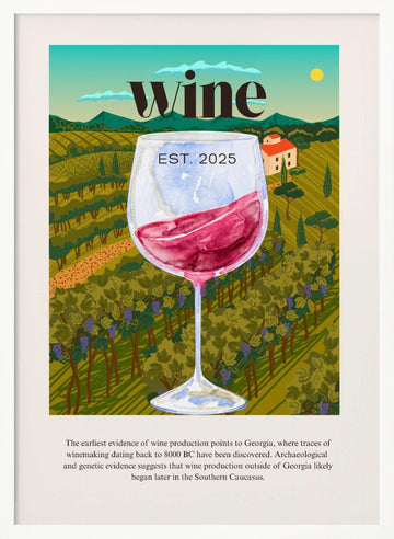 Vineyard Wine Glass | Poster - White Frame Interior
