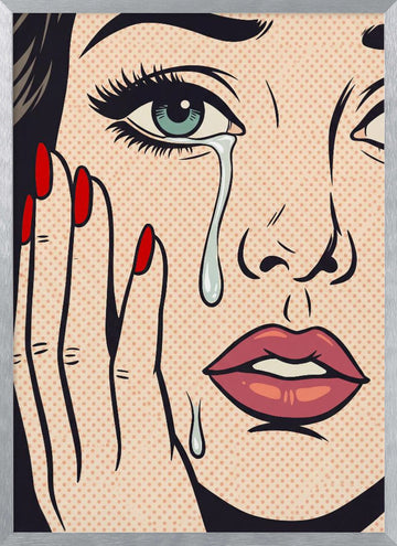Retro Crying Woman | Poster - Silver Frame Interior