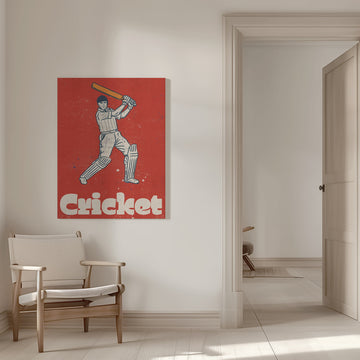 Vintage Cricket Player | Canvas - Room Interior 1