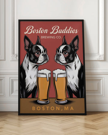 Boston Terrier Beer Buddies | Poster - Room Interior 1