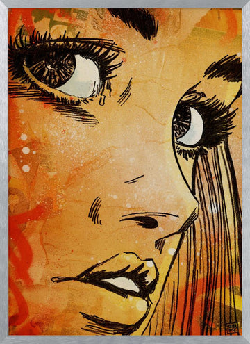 Crying Woman Portrait | Poster - Silver Frame Interior