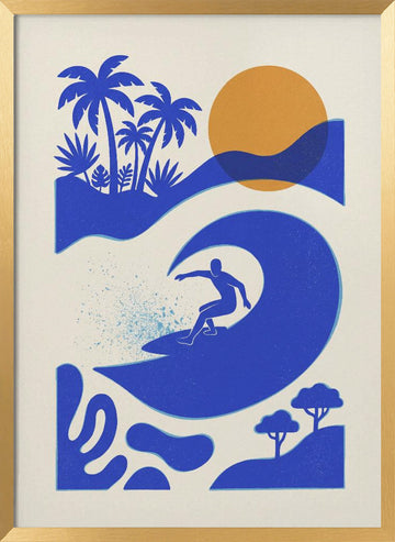 Surfer on Tropical Wave | Poster - Gold Frame Interior