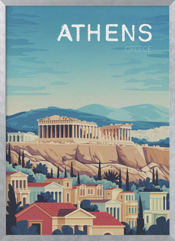 Athens Acropolis Vista | Poster - Silver Frame Interior