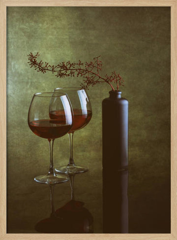 Elegant Wine Still Life | Poster - Wood Frame Interior