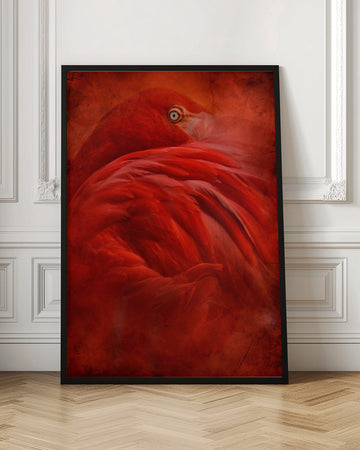Vibrant Crimson Flamingo | Poster - Room Interior 1