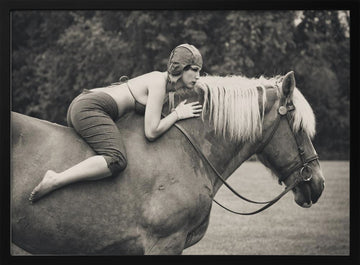 Vintage Equestrian Portrait | Poster - Black Metal Frame Interior