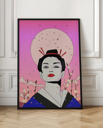Serene Geisha Moon | Poster - Room Interior 1
