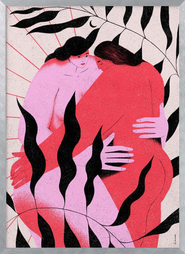 Women's Gentle Embrace | Poster - Silver Frame Interior