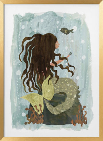 Dreamy Ocean Mermaid | Poster - Gold Frame Interior