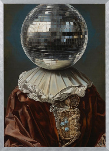 Surreal Disco Ball Portrait | Poster - Silver Frame Interior