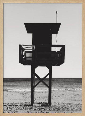 Black And White Beach Stand | Poster - Wood Frame Interior