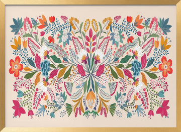 Vibrant Folk Floral | Poster - Gold Frame Interior