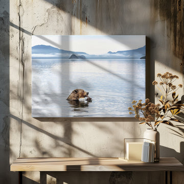 Grizzly Bear Fishing | Canvas - Room Interior 2