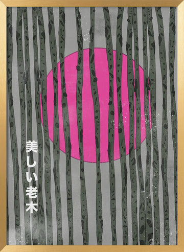 Japanese Pink Bamboo Forest | Poster - Gold Frame Interior