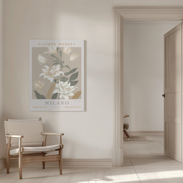 Elegant Cream Lilies | Canvas - Room Interior 1