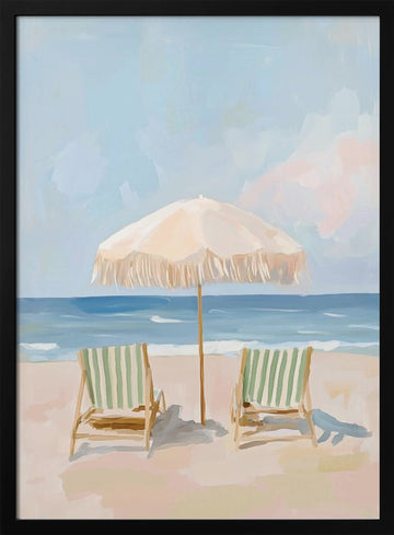 Serene Beach Day | Poster - Black Metal Frame Interior