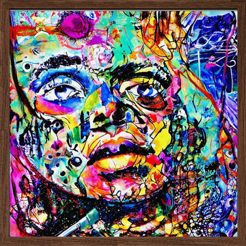 Colorful Abstract Face | Poster - Walnut Frame Interior