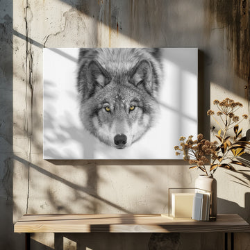 Yellow Eyed Wolf Gaze | Canvas - Room Interior 2