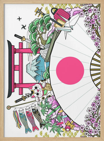 Japanese Culture Collage | Poster - Wood Frame Interior
