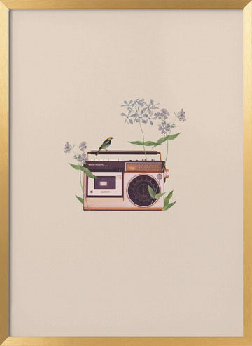 Boombox Bird Blossom | Poster - Gold Frame Interior