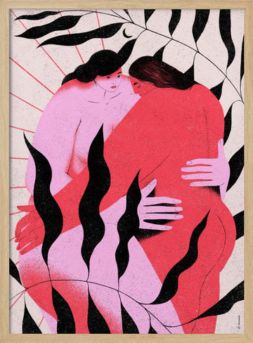 Women's Gentle Embrace | Poster - Wood Frame Interior