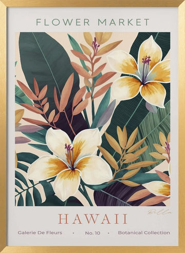 Hawaiian Tropical Flowers | Poster - Gold Frame Interior