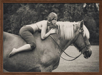 Vintage Equestrian Portrait | Poster - Walnut Frame Interior