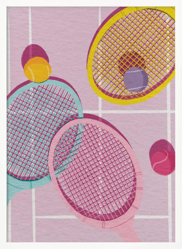 Playful Tennis Rackets | Poster - White Frame Interior