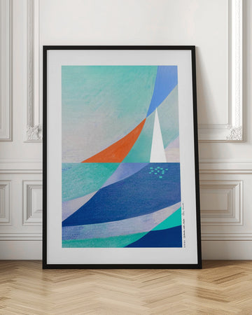 Geometric Ocean Sailboat | Poster - Room Interior 1