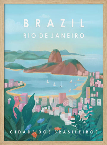 Brazil | Poster - Wood Frame Interior