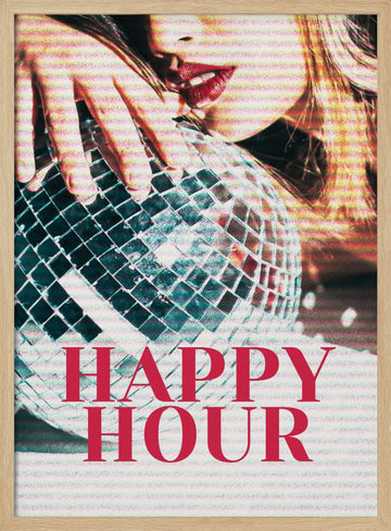 Woman with a Disco Ball | Poster - Wood Frame Interior