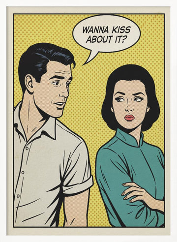 Retro Kiss Proposal | Poster - White Frame Interior