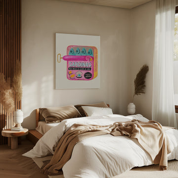 Whimsical Pink Sardines | Canvas - Room Interior 2