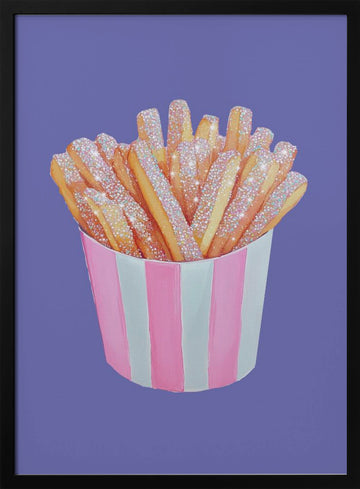 Sparkly Pink Fries | Poster - Black Metal Frame Interior