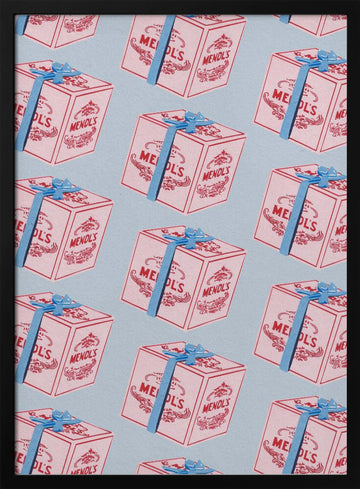 Pastel Gift Box Pattern | Poster - Black Metal Frame Interior