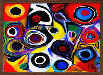 Vibrant Abstract Circles | Poster - Walnut Frame Interior