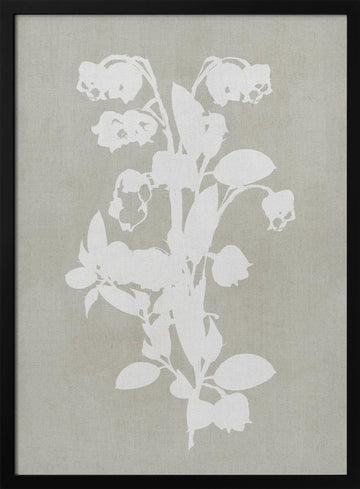 White Botanical Blooms | Poster - Black Metal Frame Interior
