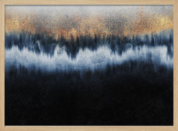 Golden Horizon Abstract | Poster - Wood Frame Interior