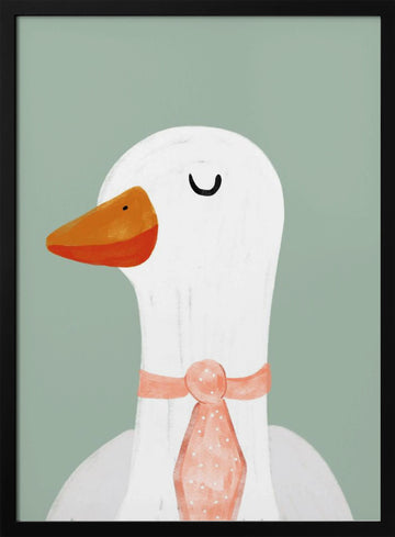 Goose with a Pink Tie | Poster - Black Metal Frame Interior